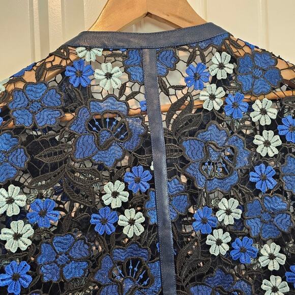 Bagatelle Floral Jacket Womens Small Blue Embroidered Floral Whimysgoth Sheer - Picture 7 of 10